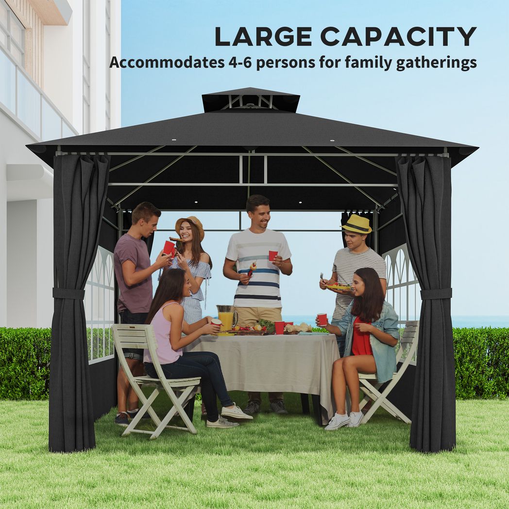 Outsunny 3 x 3 m Garden Gazebo, Outdoor Gazebo Canopy Shelter