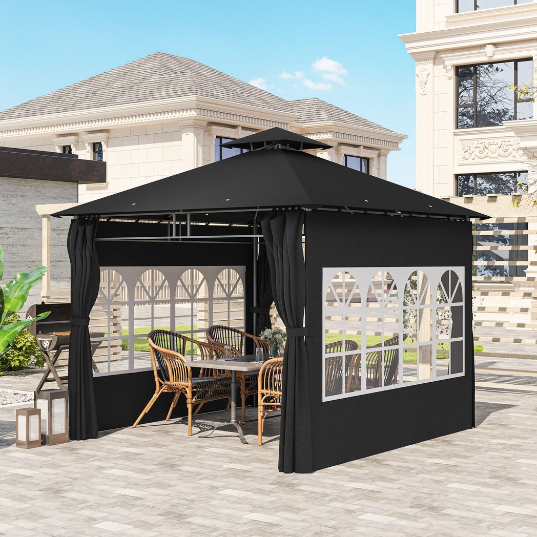 Outsunny 3 x 3 m Garden Gazebo, Outdoor Gazebo Canopy Shelter