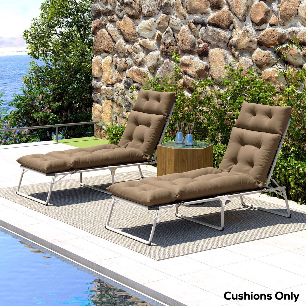Outsunny Garden Lounge Chair Cushions Set of 2, 220gsm Fabric