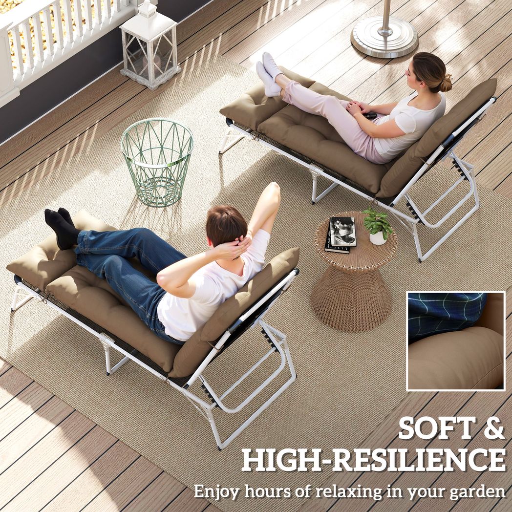 Outsunny Garden Lounge Chair Cushions Set of 2, 220gsm Fabric