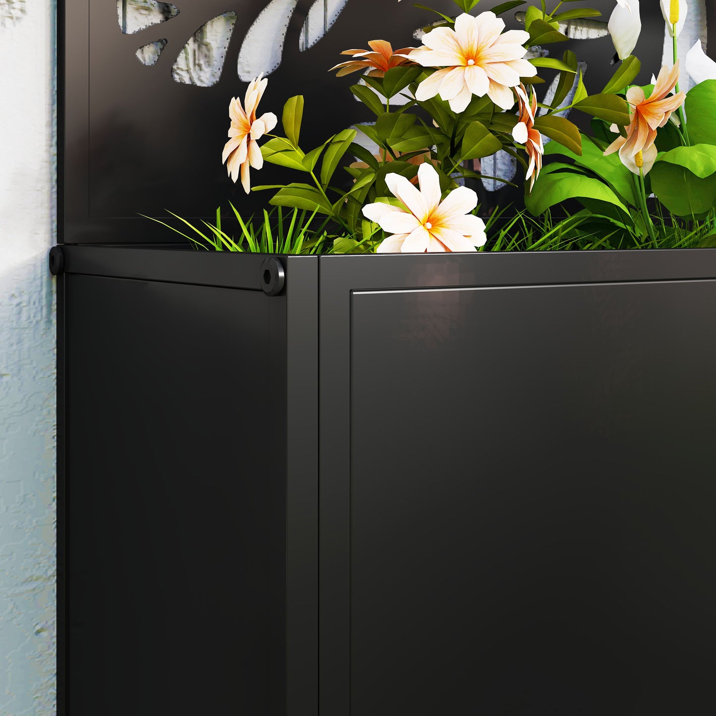 Outsunny Metal Raised Garden Bed with Trellis, Outdoor Elevated Planter Box