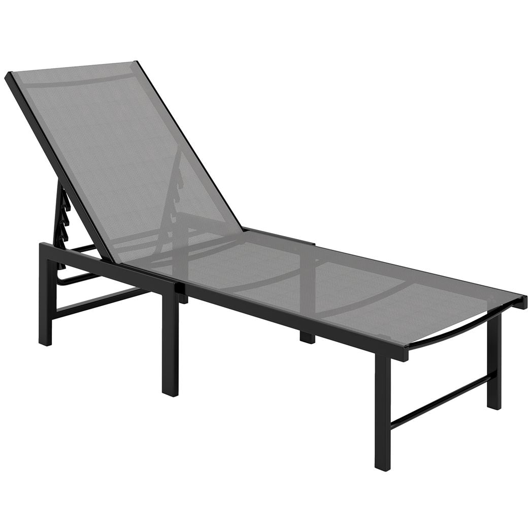 Outsunny Sun Lounger, 5-Level Reclining Sunbed