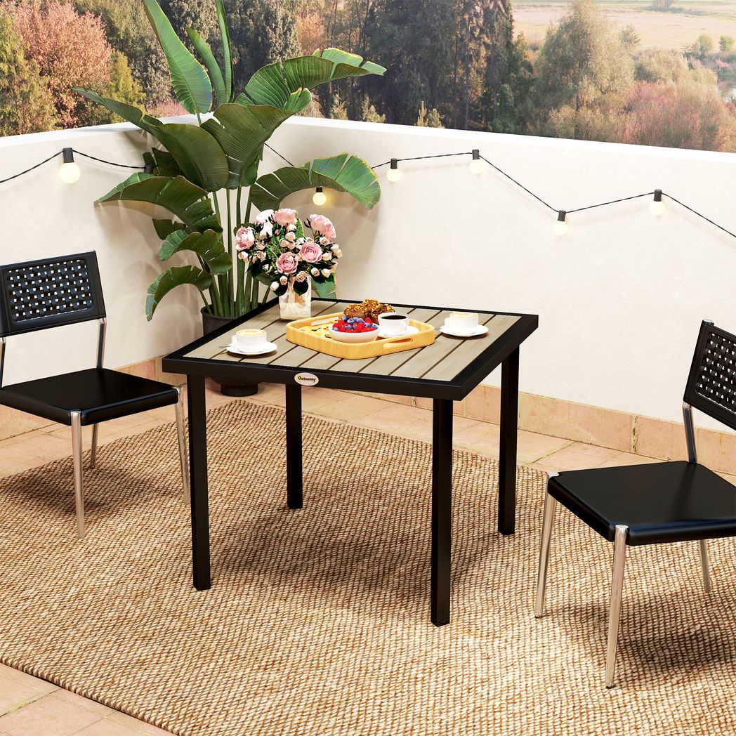 Outsunny Garden Table for 4 Person with 5.4cm Parasol Hole