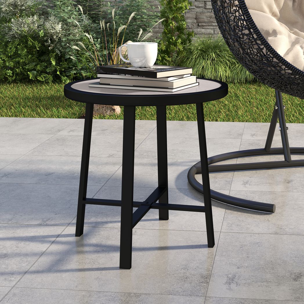 Outsunny 50.5cm Round Garden Table with SPC Tabletop