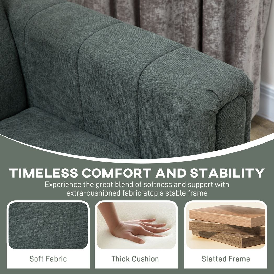 HOMCOM 3 Seater Sofa, Modern Fabric Couch with Channel Tufted