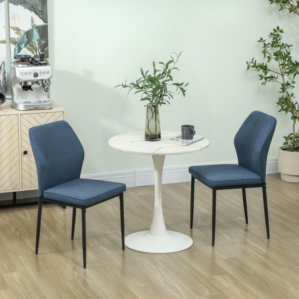 HOMCOM Set of 2 Dining Chairs with Curved Back Padded Seat for Kitchen