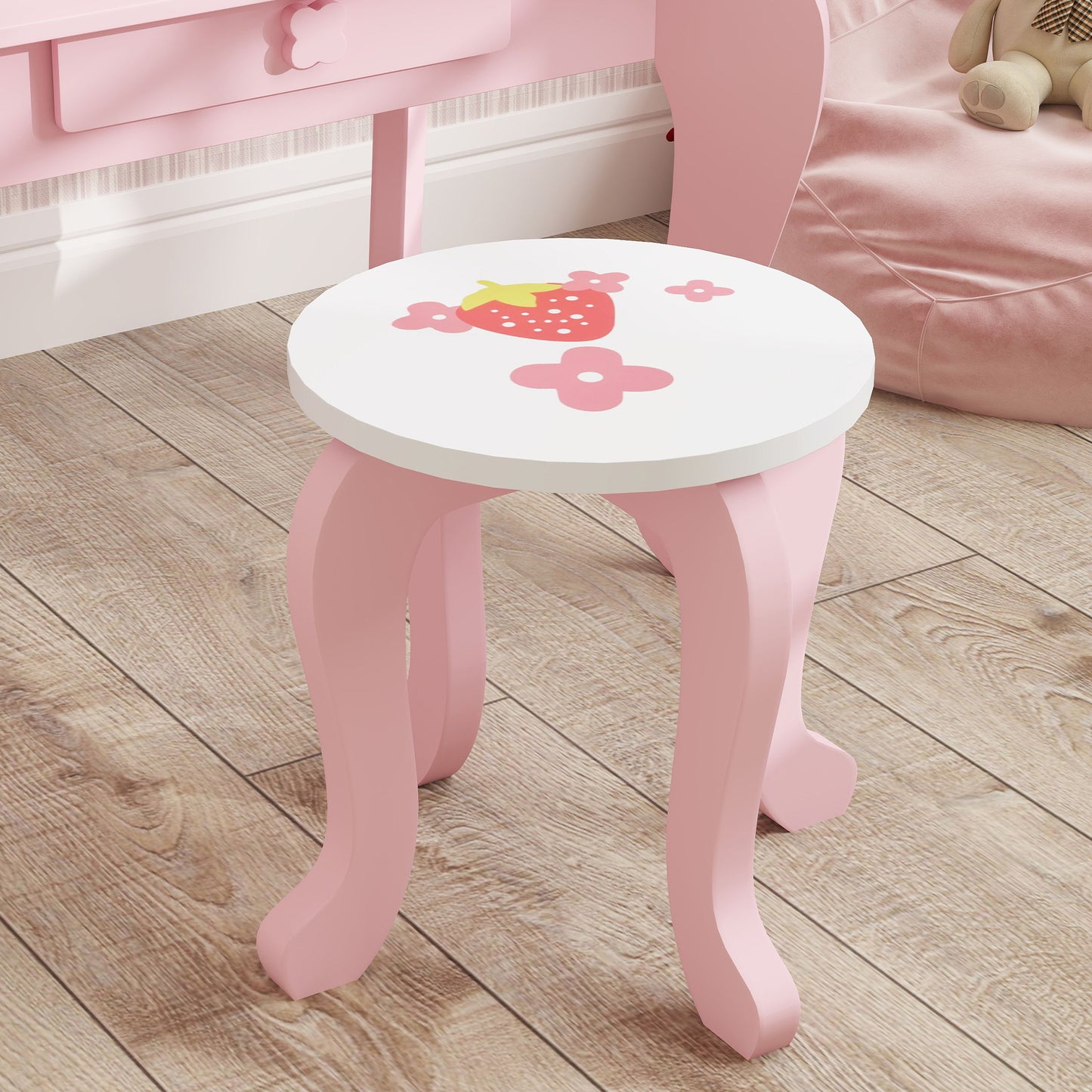 AIYAPLAY Kids Dressing Table Set, 2 PCS Children Vanity Table with Stool