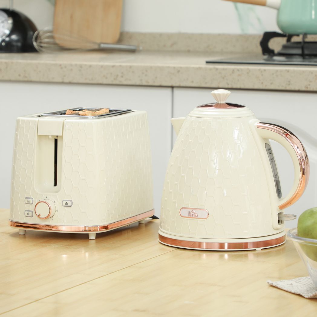 HOMCOM Kettle and Toaster Set 1.7L Fast Boil Kettle & 2 Slice Toaster Set