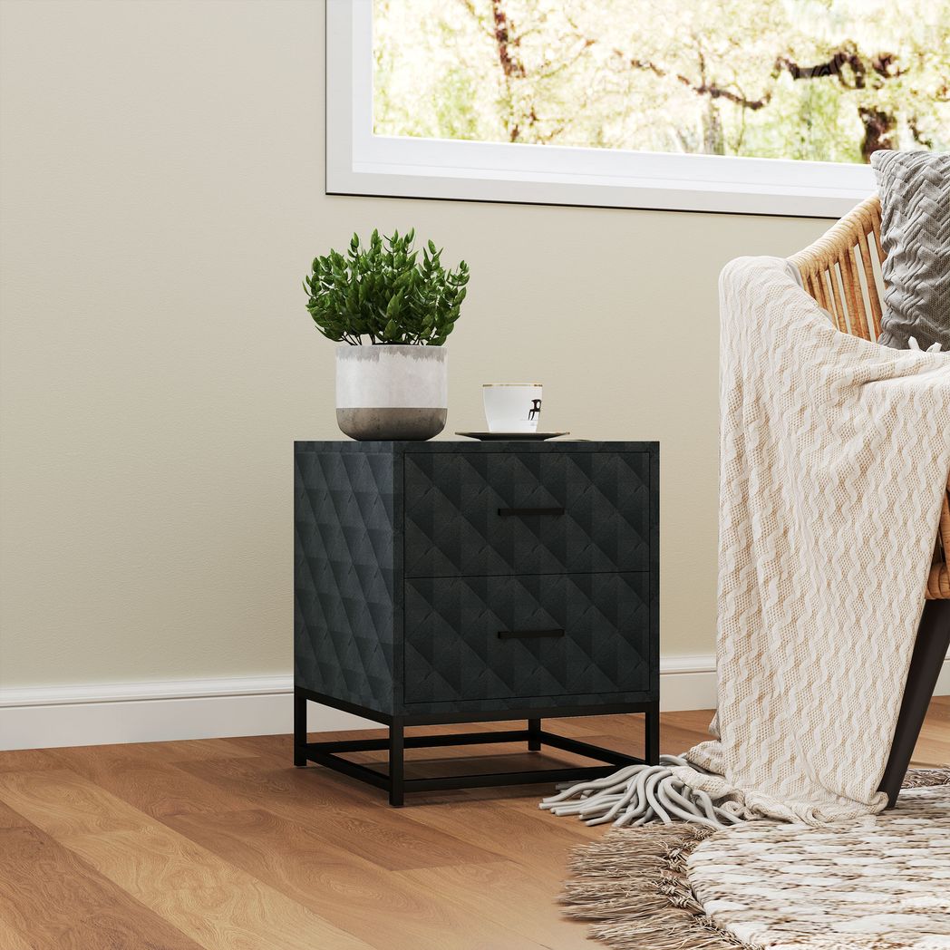 HOMCOM Bedside Table Set of 2, Nightstand with 2 Drawers, Steel Legs