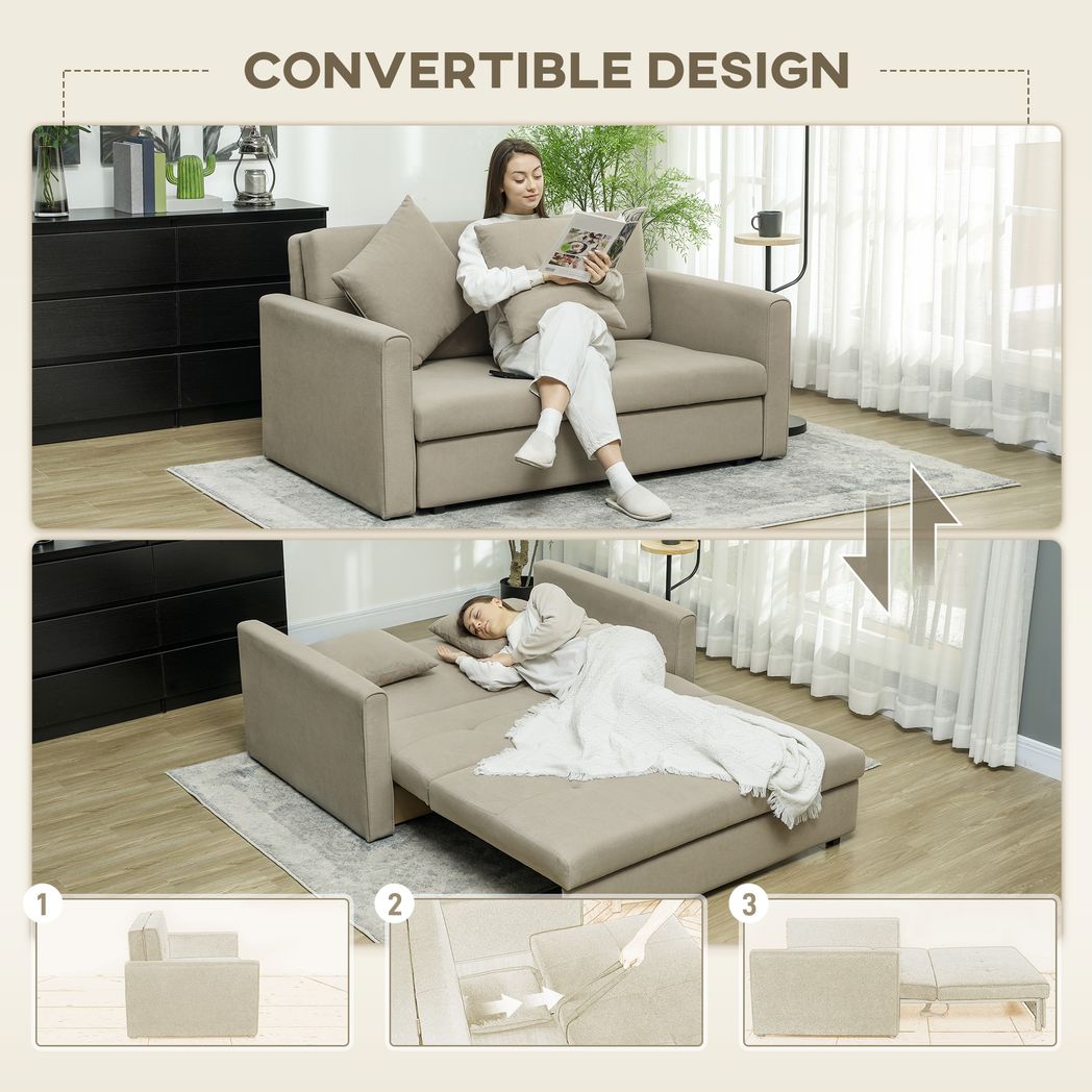 HOMCOM 2 Seater Sofa Bed Convertible Bed Settee w/ 2 Cushions