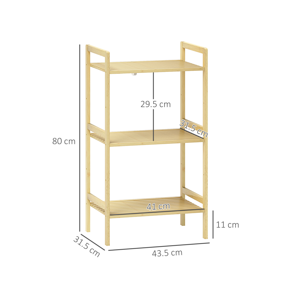HOMCOM 3-Tier Bamboo Bathroom Storage Shelf with Adjustable Rack