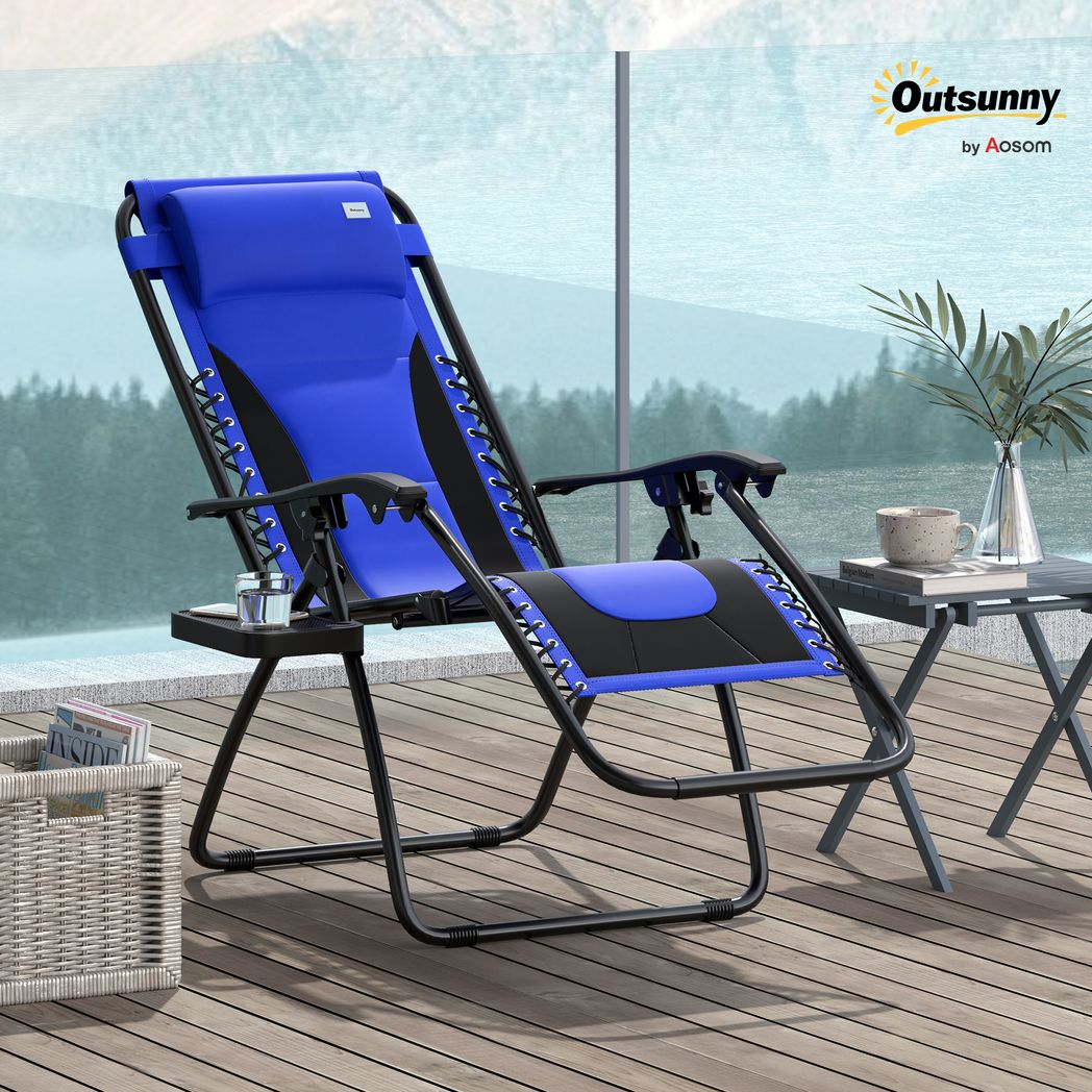 Outsunny Zero Gravity Lounger Folding Recliner Chair w/ Cup Holder