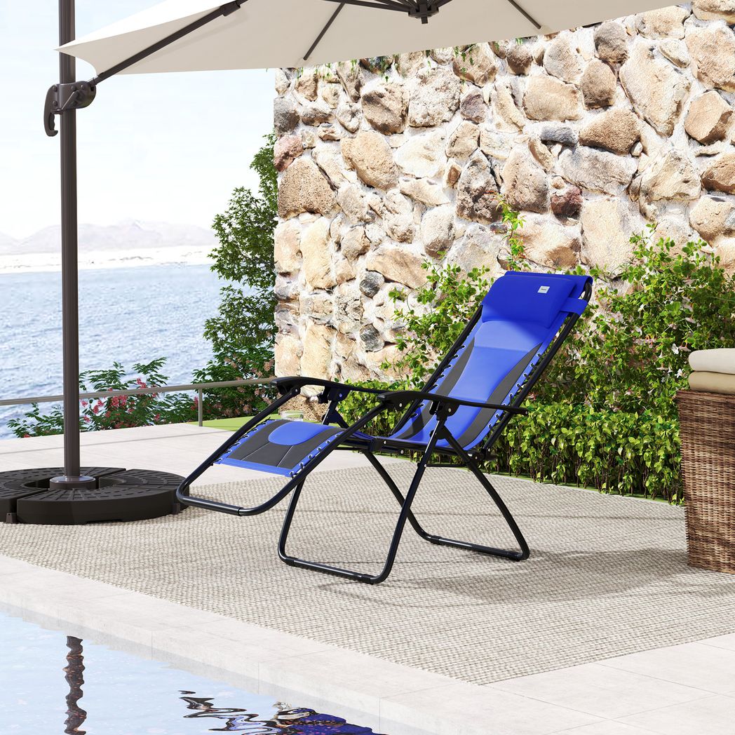 Outsunny Zero Gravity Lounger Folding Recliner Chair w/ Cup Holder