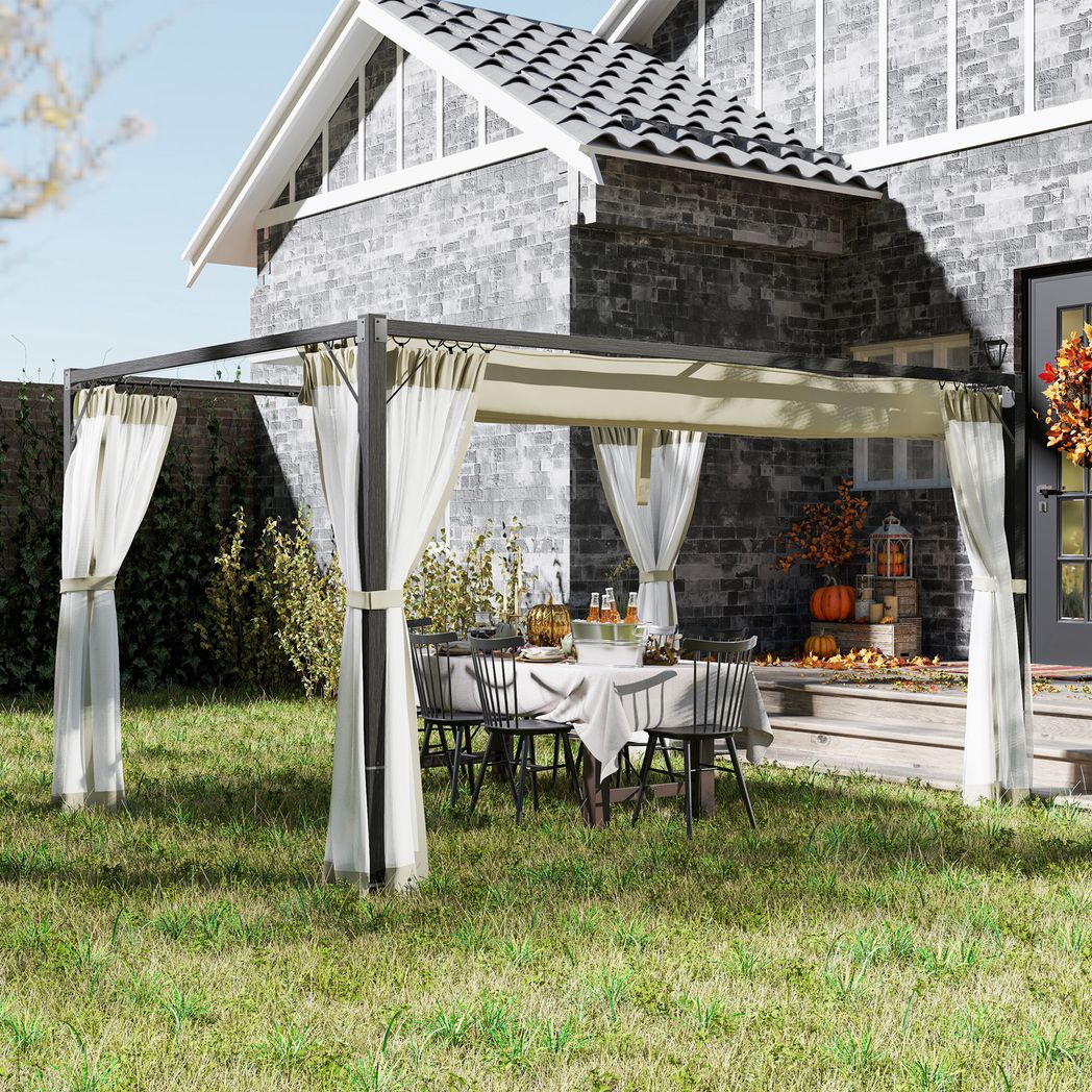 Outsunny 3 x 4m Pergola with Retractable Roof and Netting