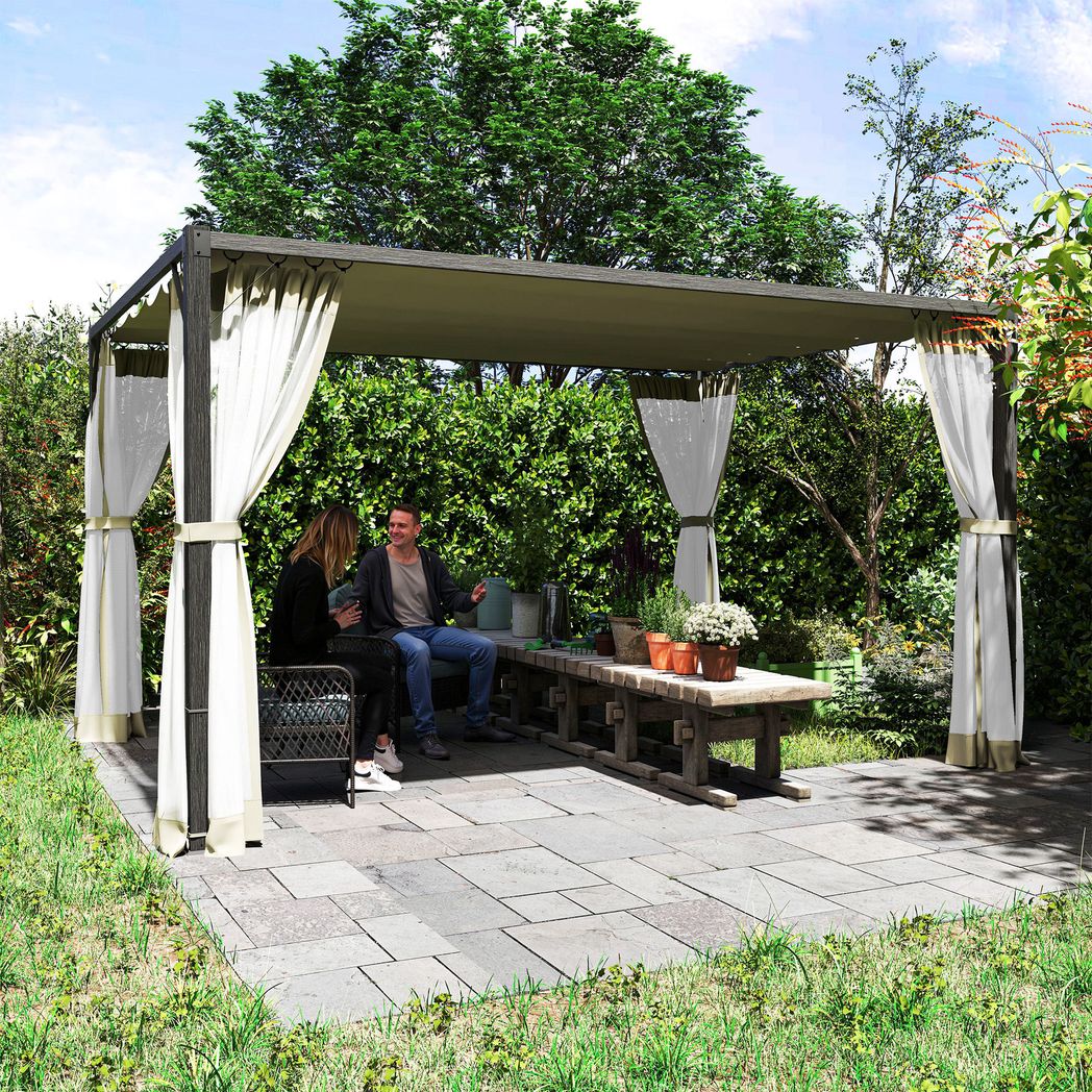 Outsunny 3 x 4m Pergola with Retractable Roof and Netting