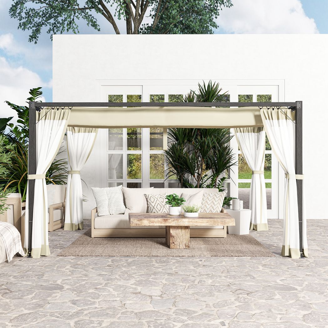 Outsunny 3 x 4m Pergola with Retractable Roof and Netting