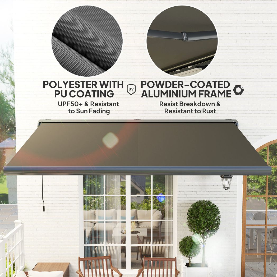 Outsunny 4x3(m) Full Cassette Electric Awning, Aluminium Frame