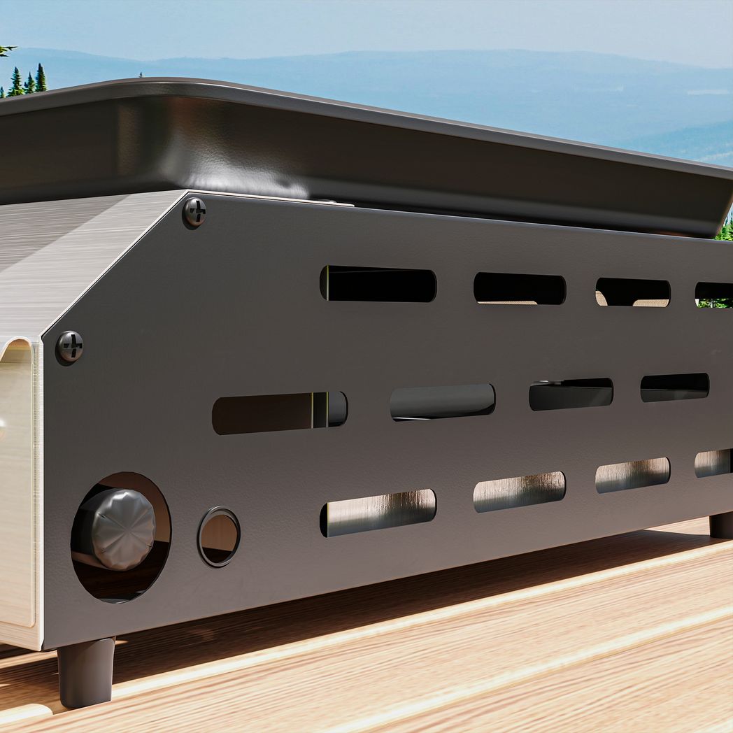 Outsunny Gas Grill, Gas BBQ with Non-Stick Griddle for Camping