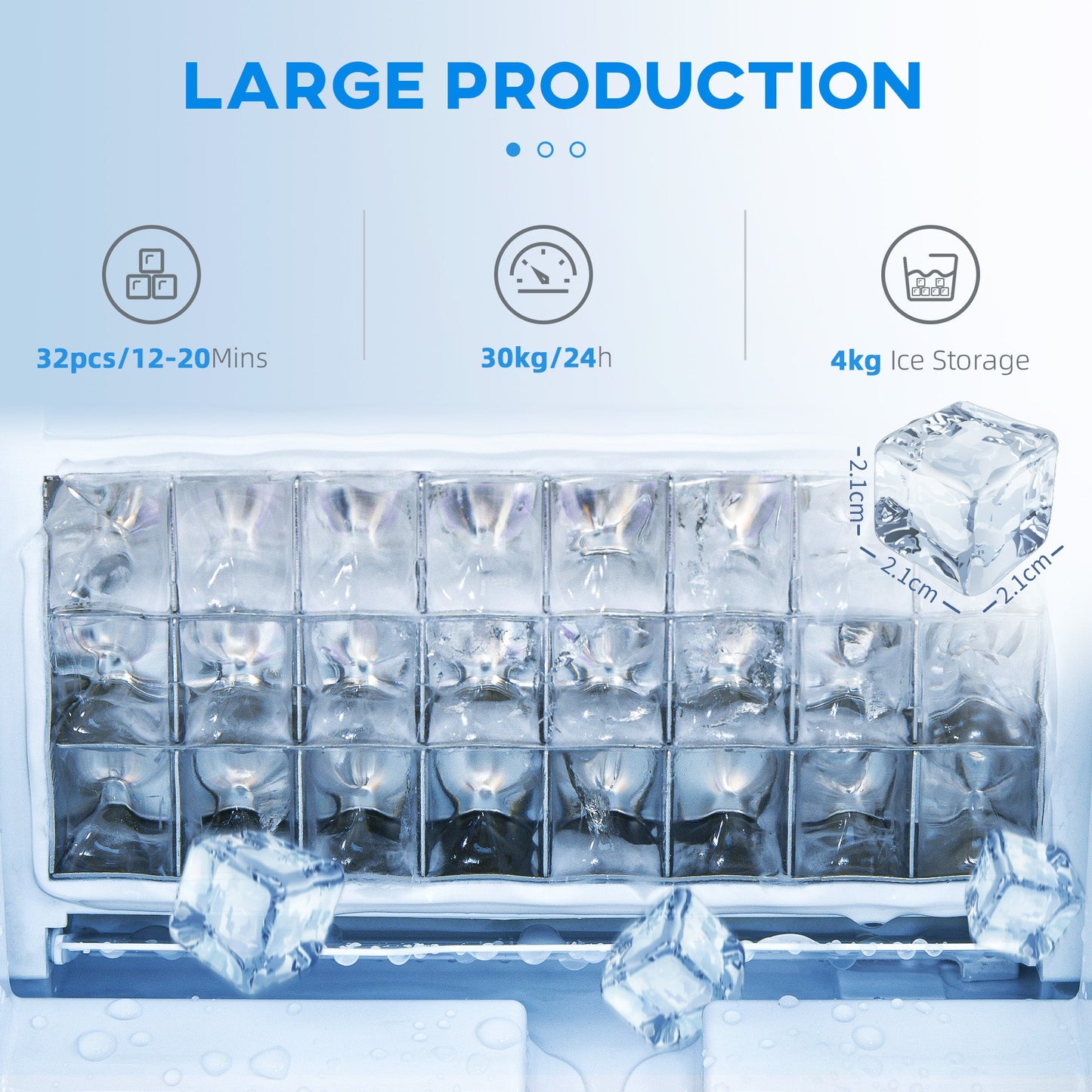 HOMCOM Commercial Ice Maker w/ 4kg Ice Storage for Home Restaurant