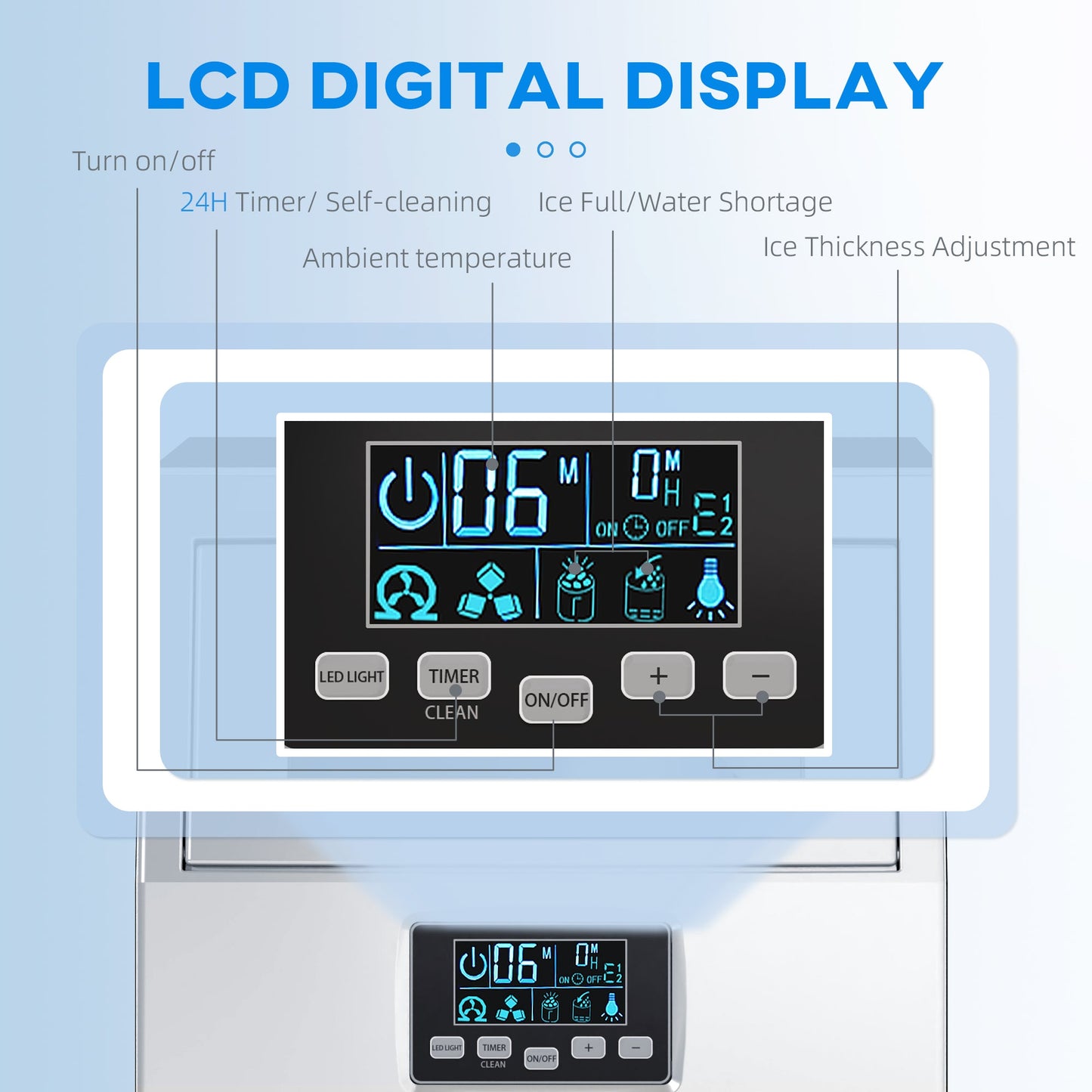 HOMCOM Commercial Ice Maker w/ 4kg Ice Storage for Home Restaurant