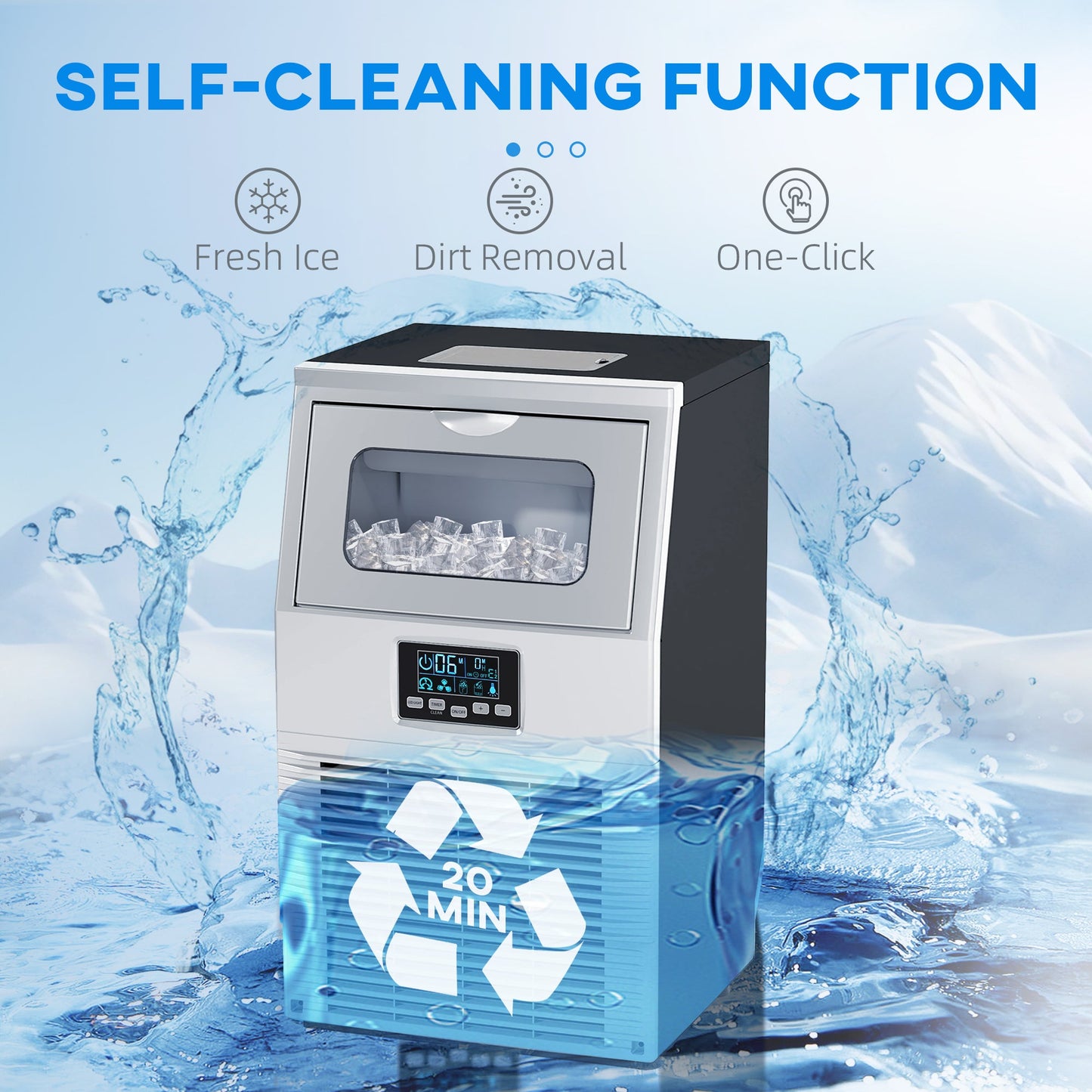HOMCOM Commercial Ice Maker w/ 4kg Ice Storage for Home Restaurant