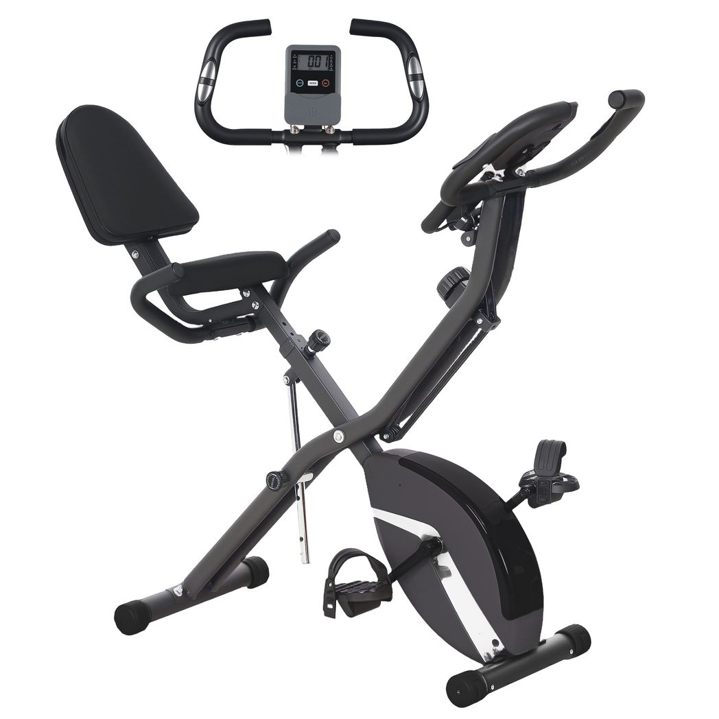 SPORTNOW Folding Exercise Bike with Arm Bands and Hand Pulse Sensor