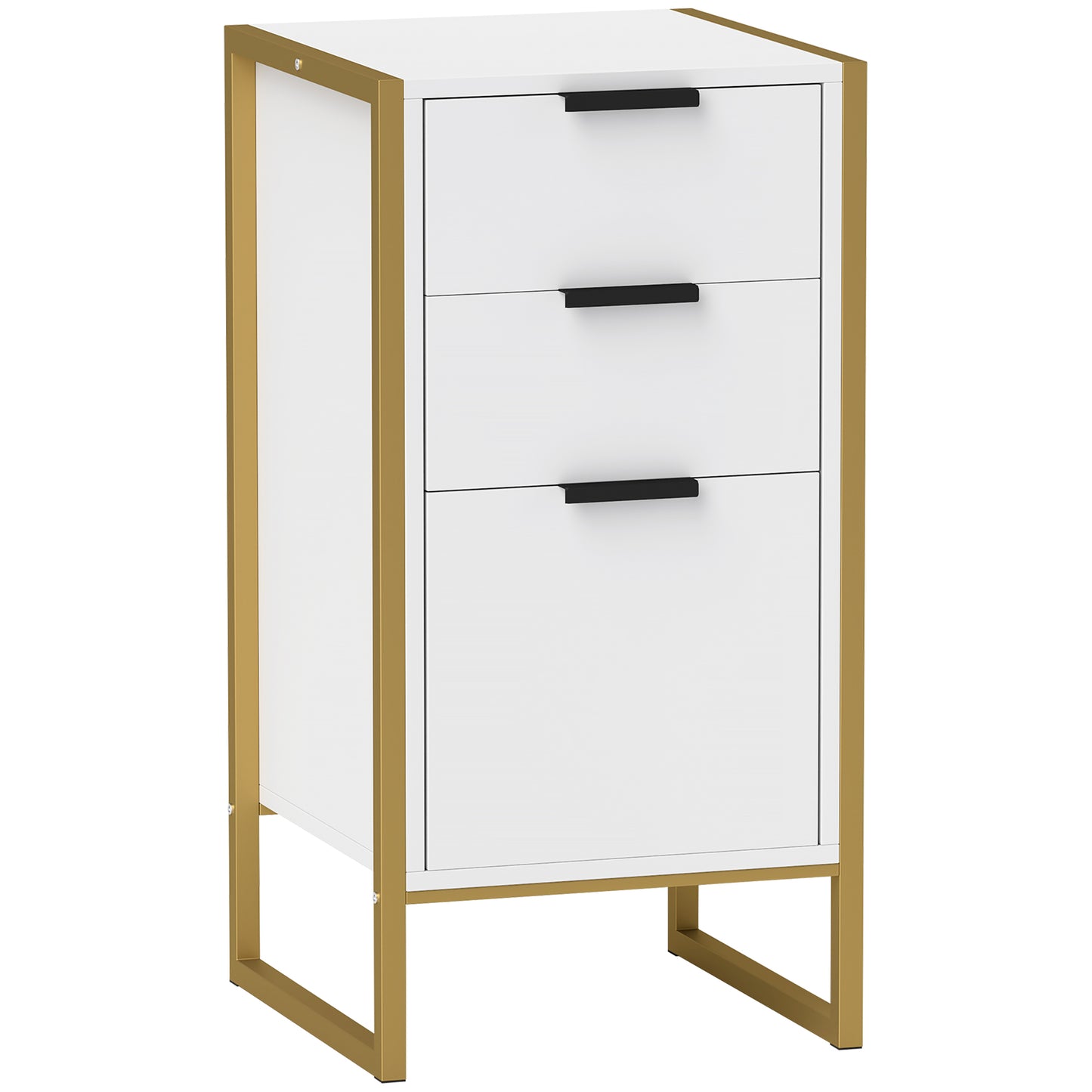 HOMCOM Industrial 3-Drawer Bedroom Chest of Drawers with Metal Frame, White