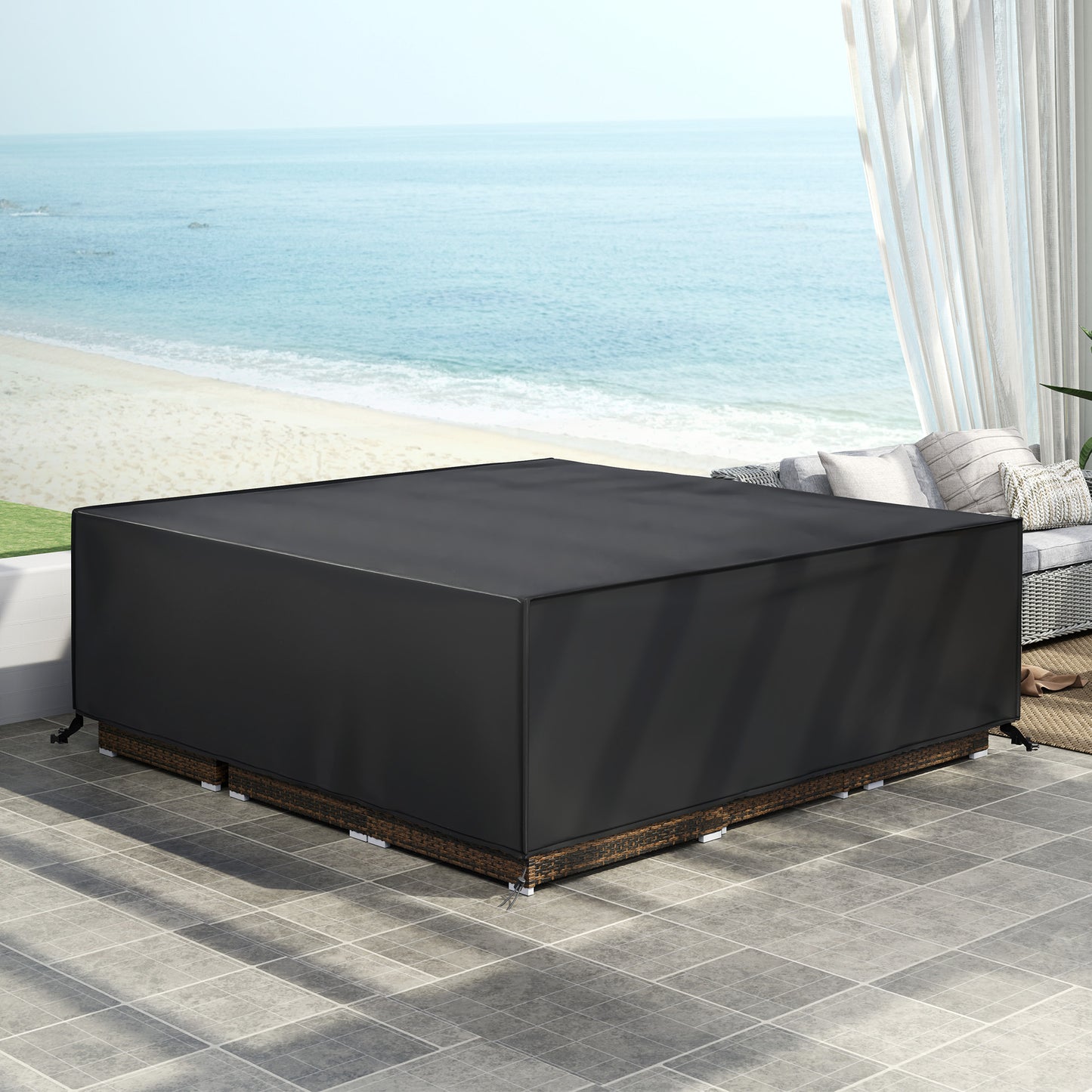 Outsunny Large Garden Set Square Cover Outdoor Furniture Waterproof Resist Fade