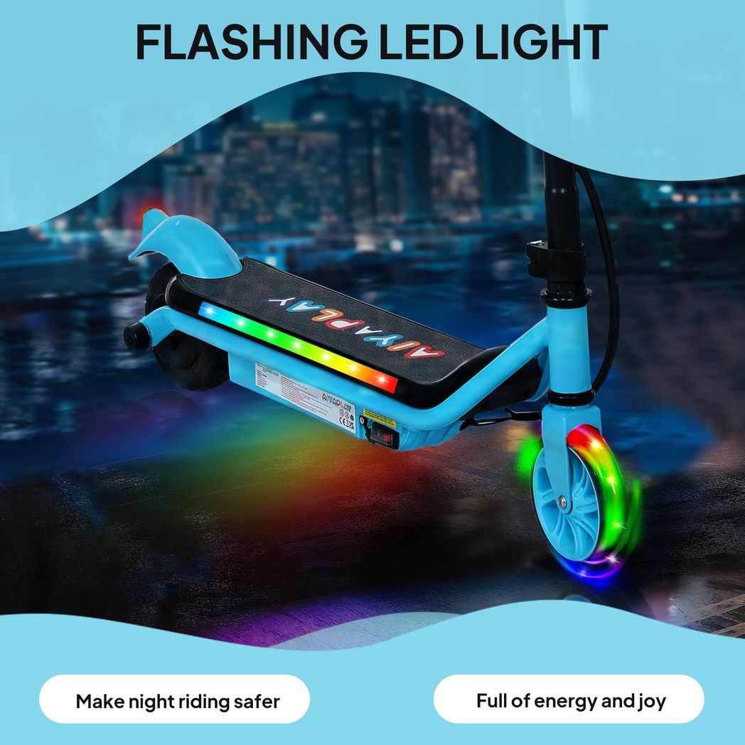 AIYAPLAY Electric Scooter for 6-14 with Dual Brakes & Colourful Light