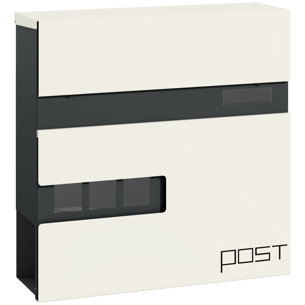 HOMCOM Wall Mounted Post Box, Weatherproof Letterbox with Lock