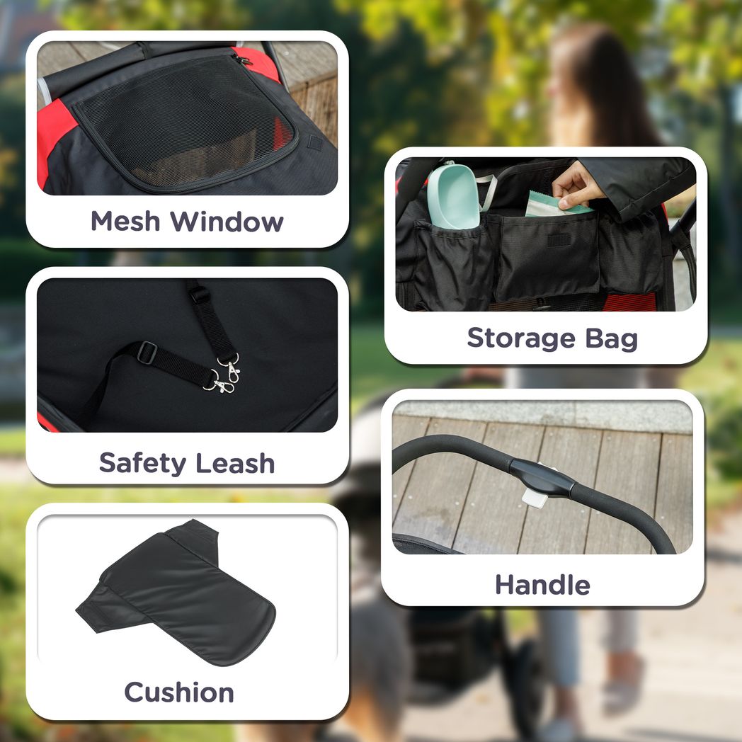 PawHut Easy Folding Pet Stroller for Large Dogs