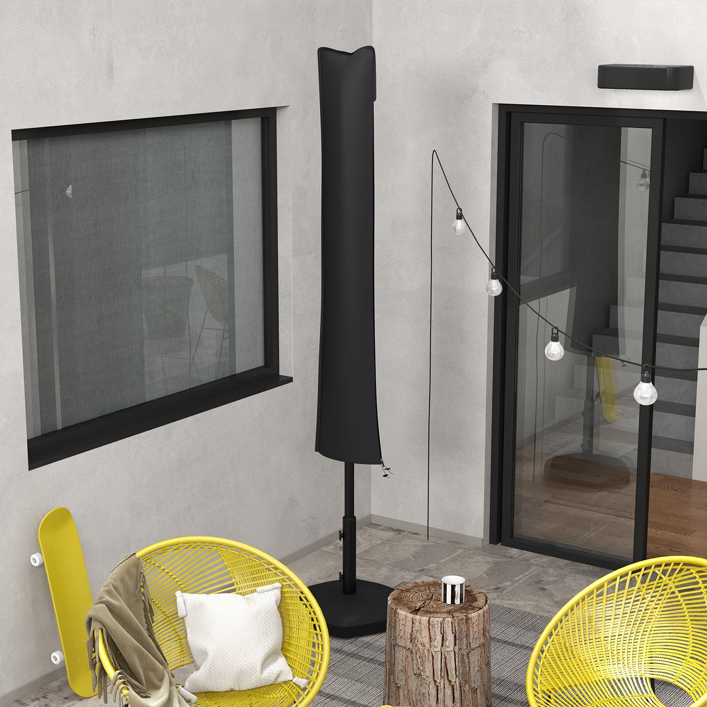 Outsunny Parasol Cover, Patio Cantilever Cover, Banana Umbrella Cover, Black