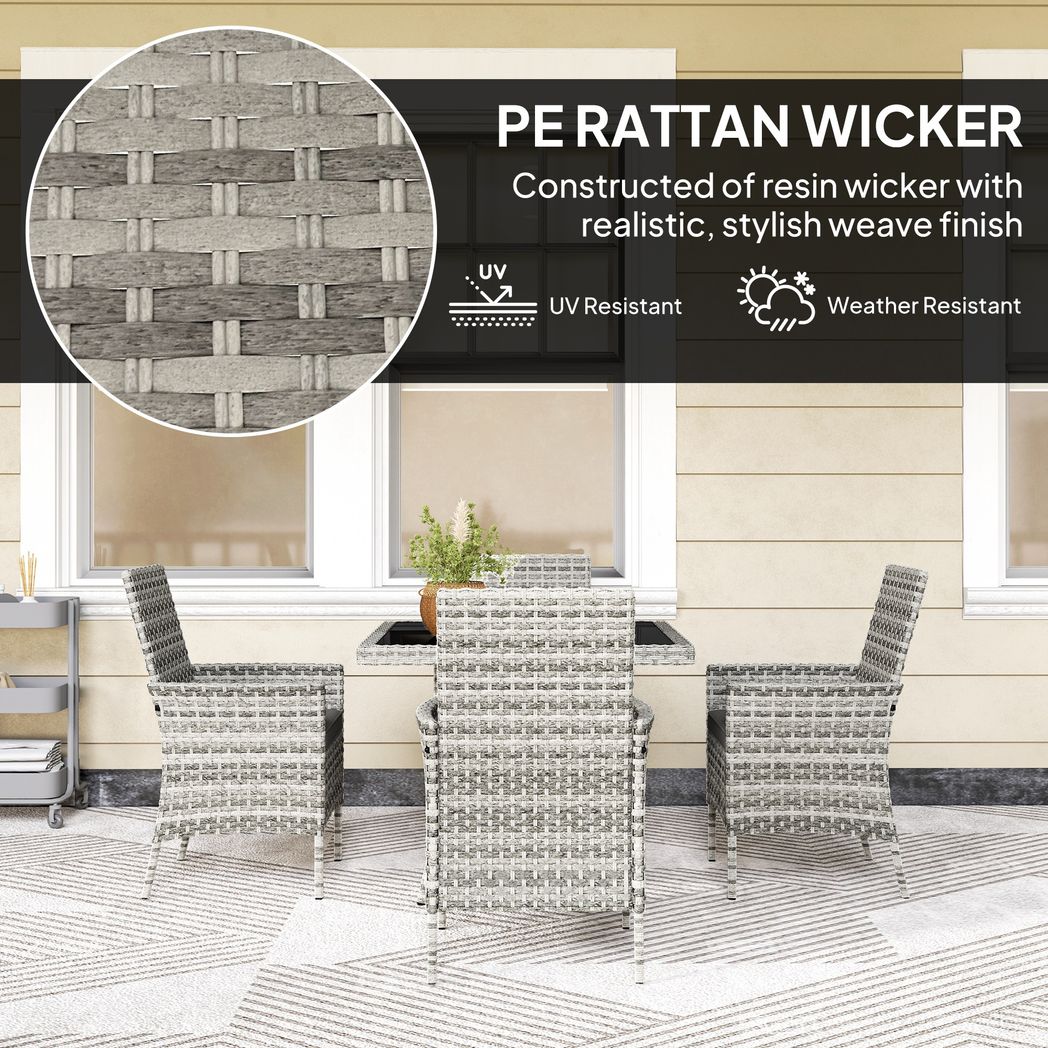 Outsunny 4 Seater Rattan Garden Furniture Set with Cushion