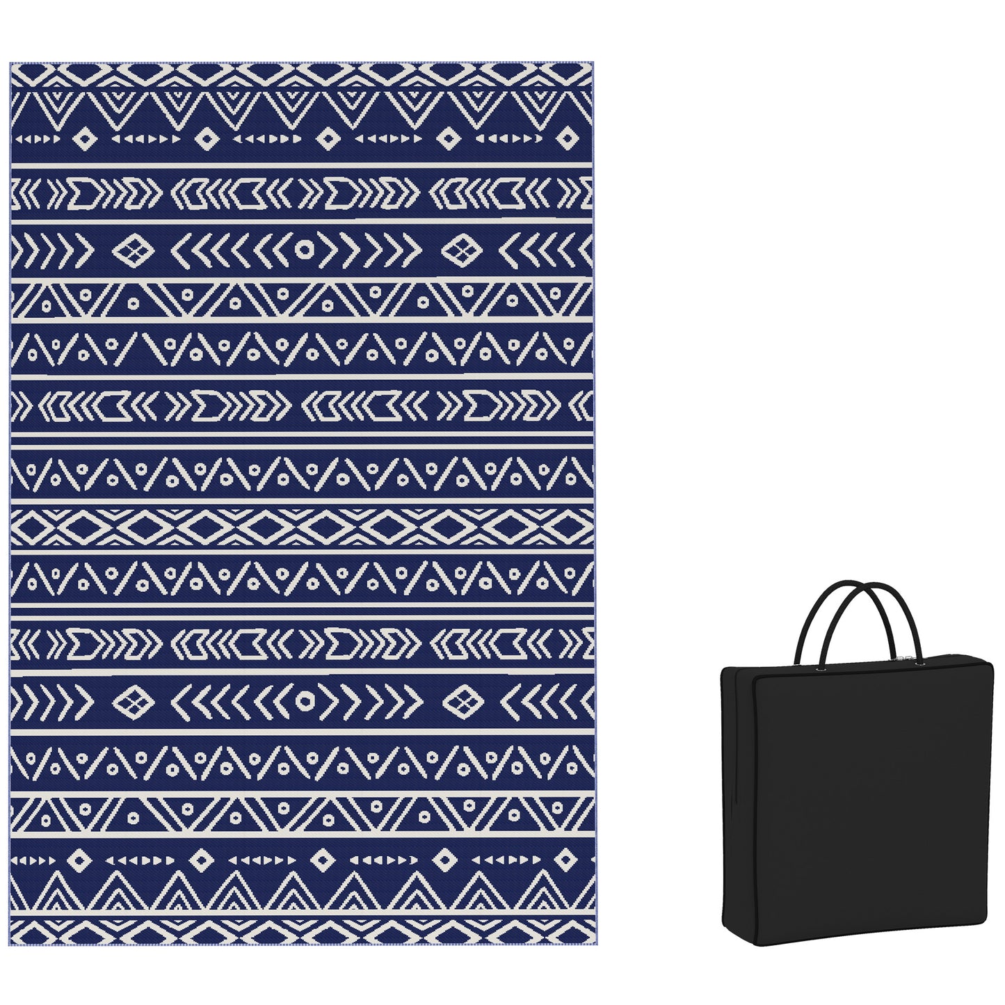 Durable Reversible Geometric Mat - Versatile for Camping & Picnics