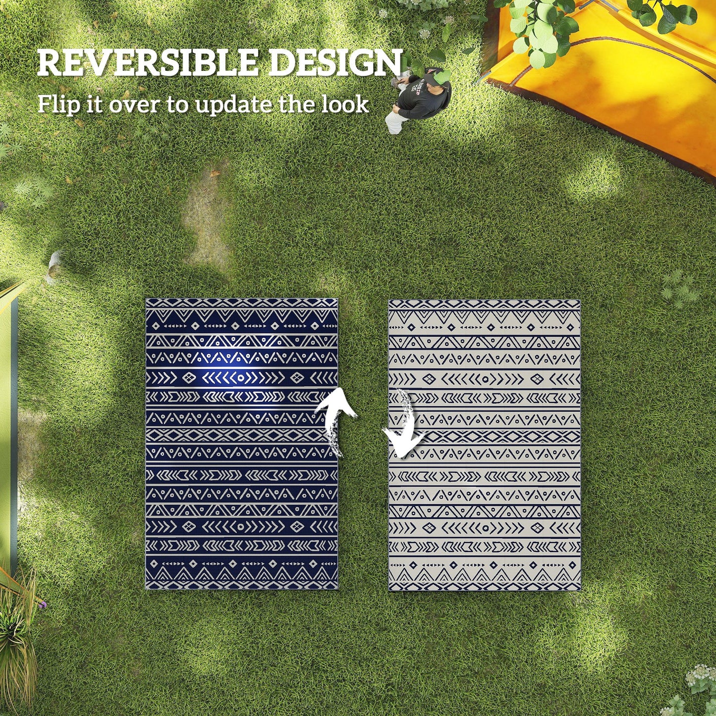 Durable Reversible Geometric Mat - Versatile for Camping & Picnics