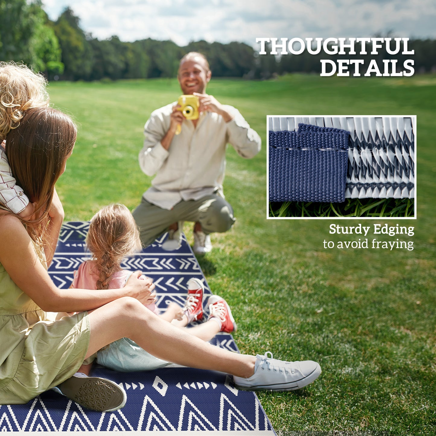 Durable Reversible Geometric Mat - Versatile for Camping & Picnics