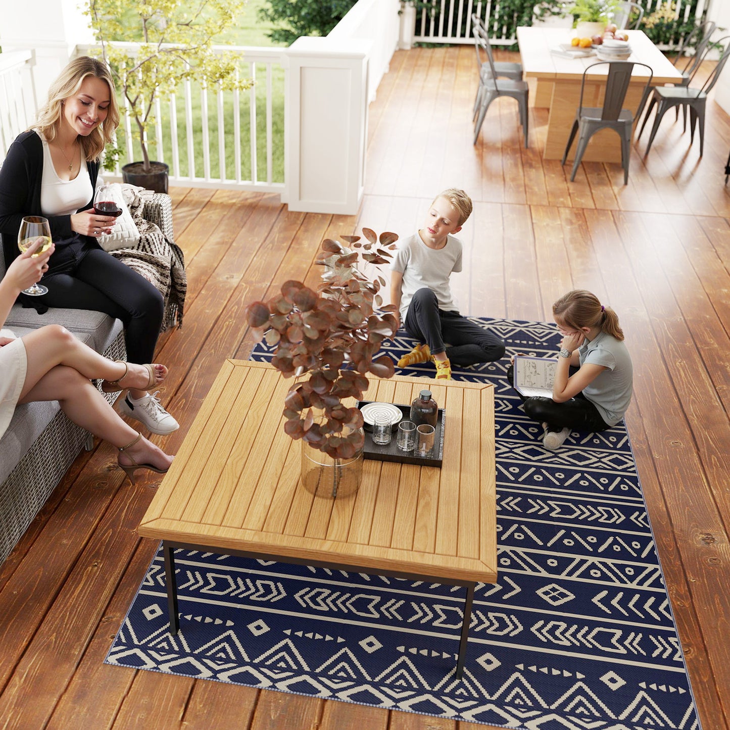 Durable Reversible Geometric Mat - Versatile for Camping & Picnics