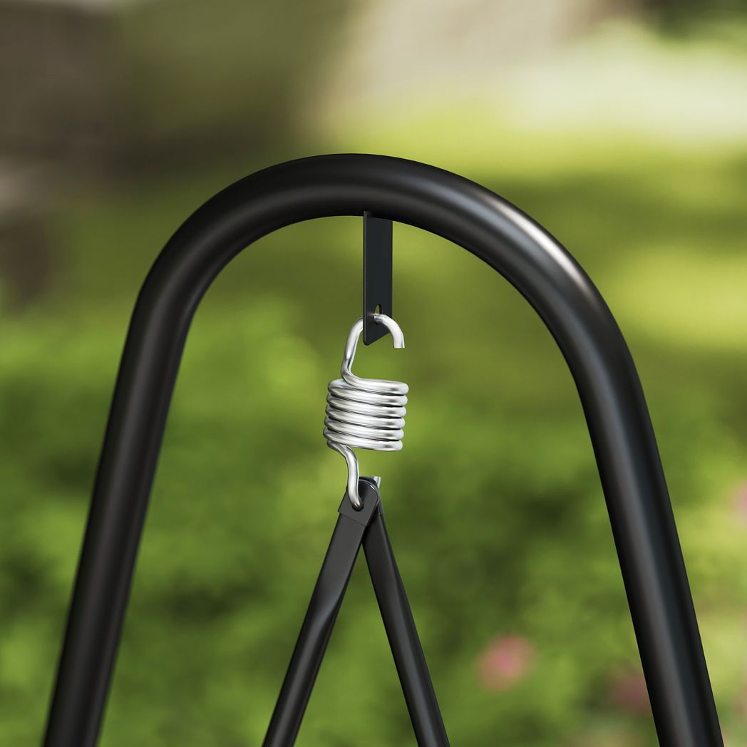 Outsunny Rattan Swing Chair with Stand and Seat Cushion