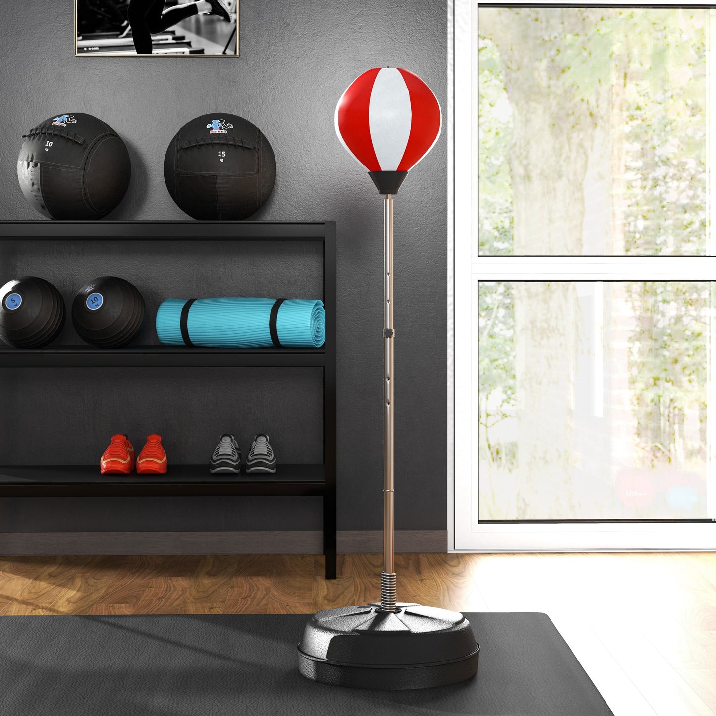 HOMCOM Punching Bag with Stand Boxing Bag Set with Adjustable Height Red