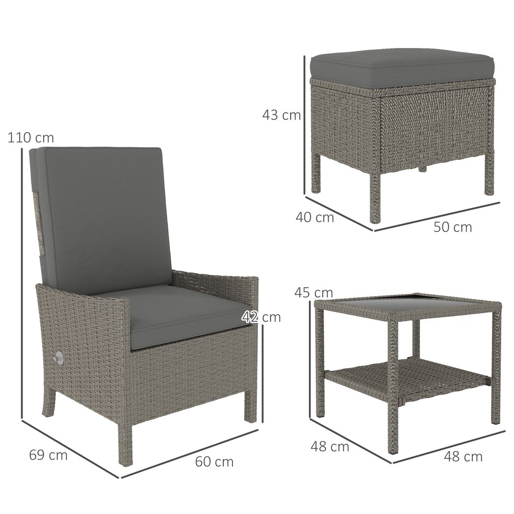 Outsunny 5 PCS Rattan Garden Furniture Set w/ Cushions