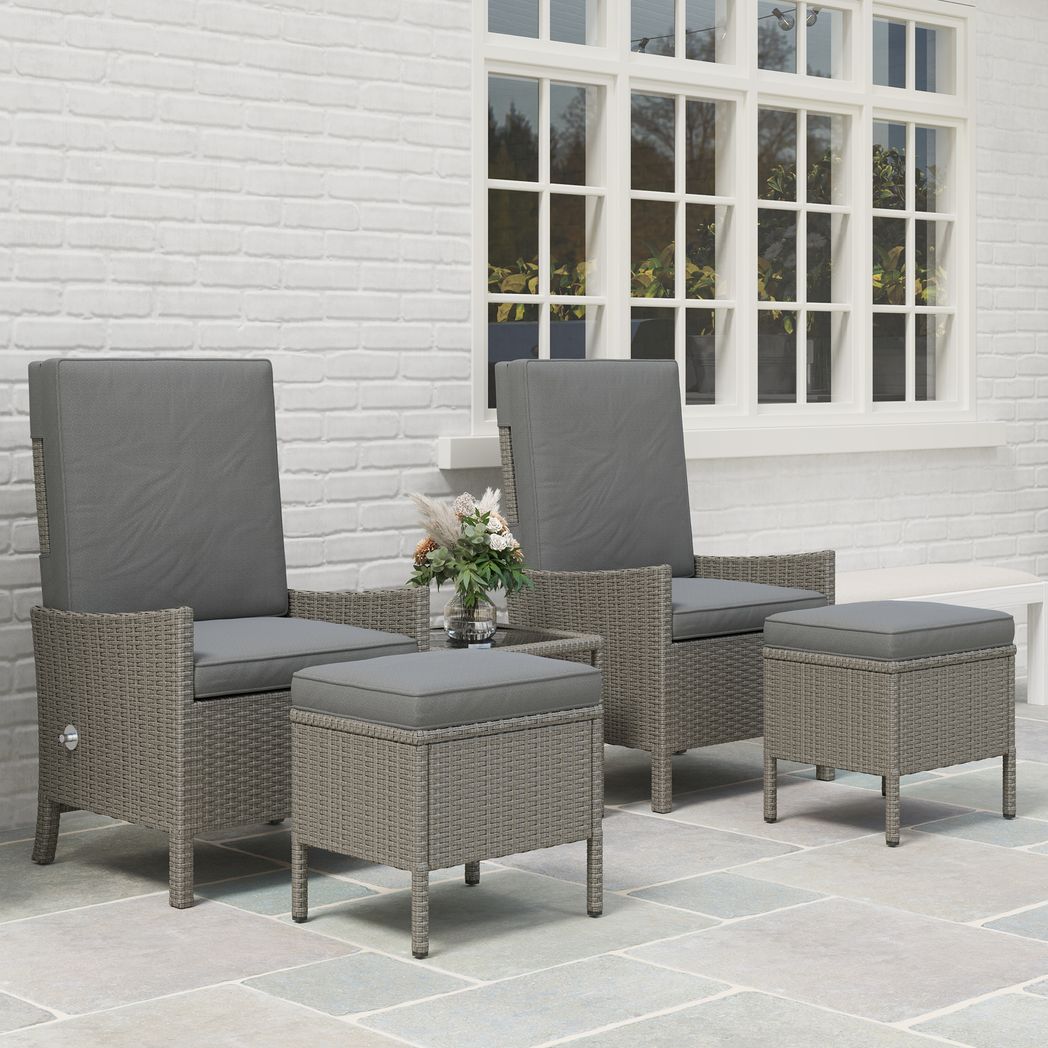 Outsunny 5 PCS Rattan Garden Furniture Set w/ Cushions