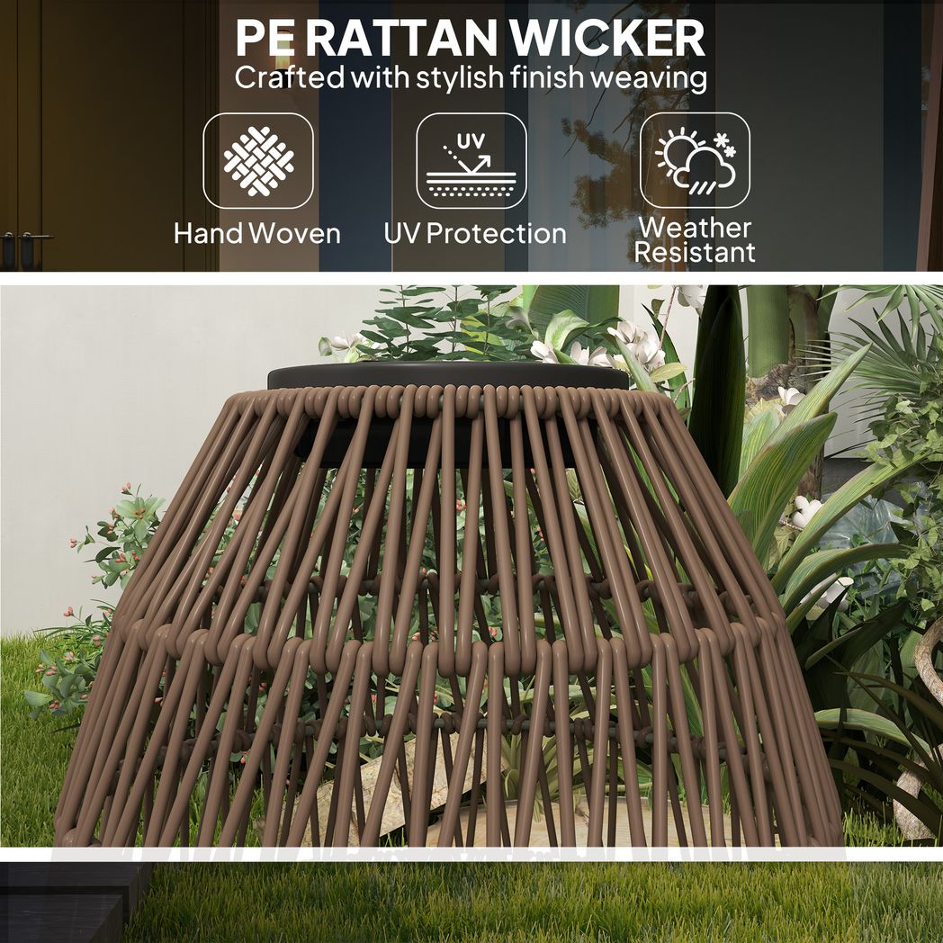 Outsunny Rattan Solar Lamp, Auto On/Off Garden Lantern