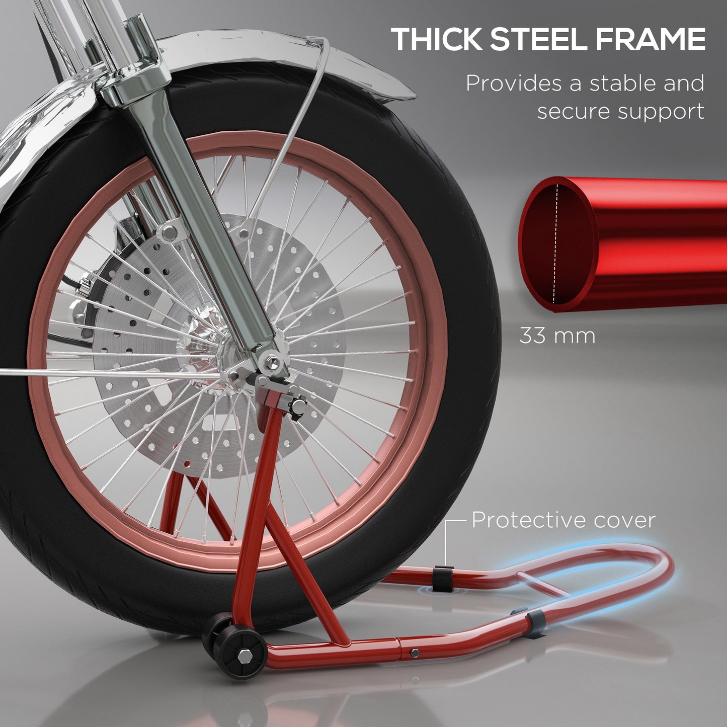 Homcom Rear Motorcycle Paddock Stand with U&L Shaped Adapters, Red