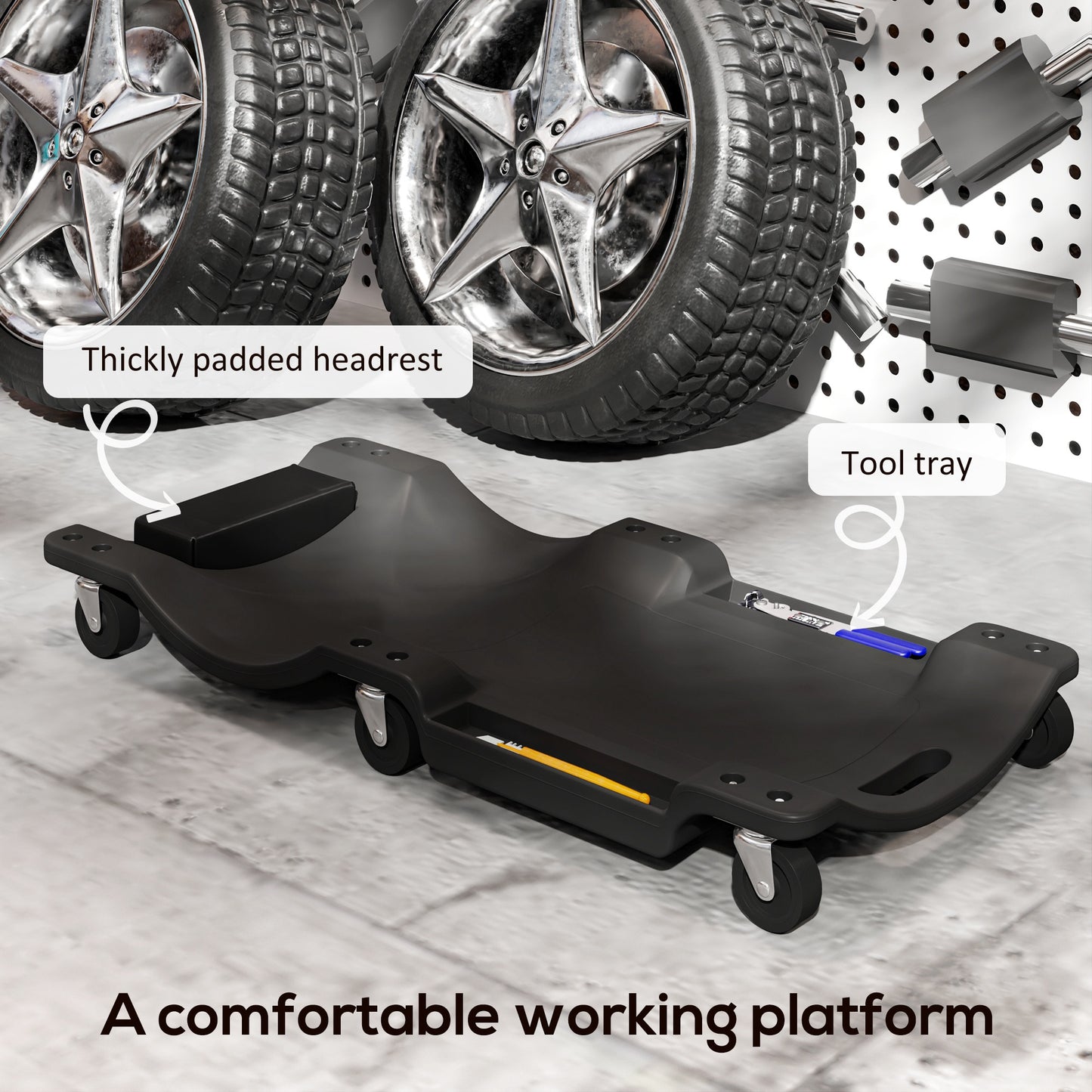 DURHAND Mechanic Vehicle Creeper Rolling Moulded Workshop Garage Assistance