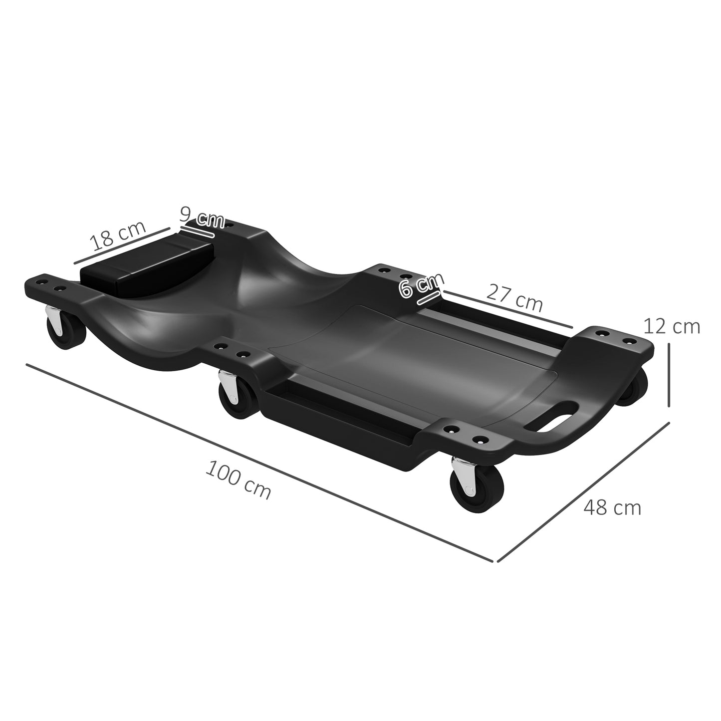DURHAND Mechanic Vehicle Creeper Rolling Moulded Workshop Garage Assistance