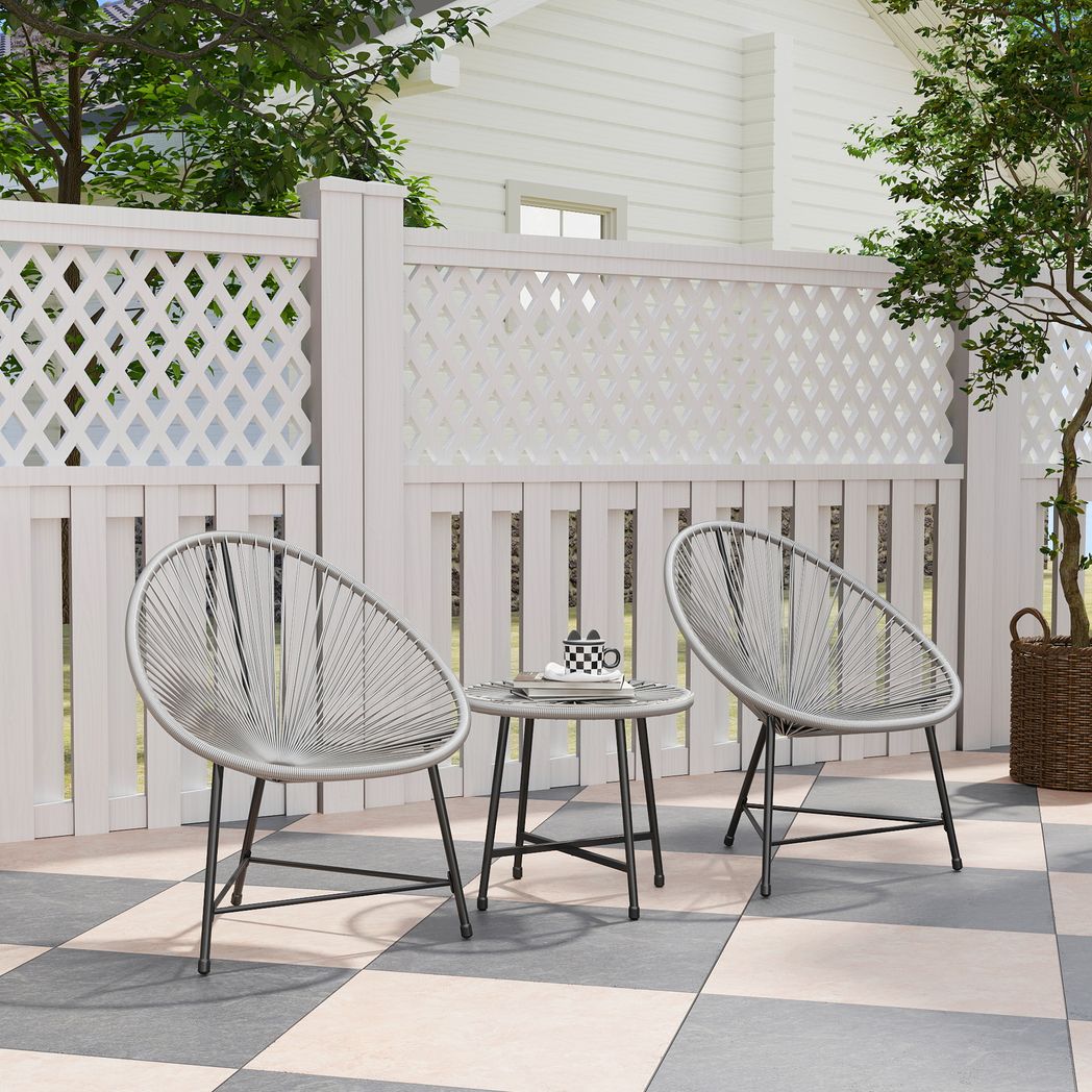 Outsunny Rattan Bistro Set, Cushioned Acapulco Chairs, Glass Table