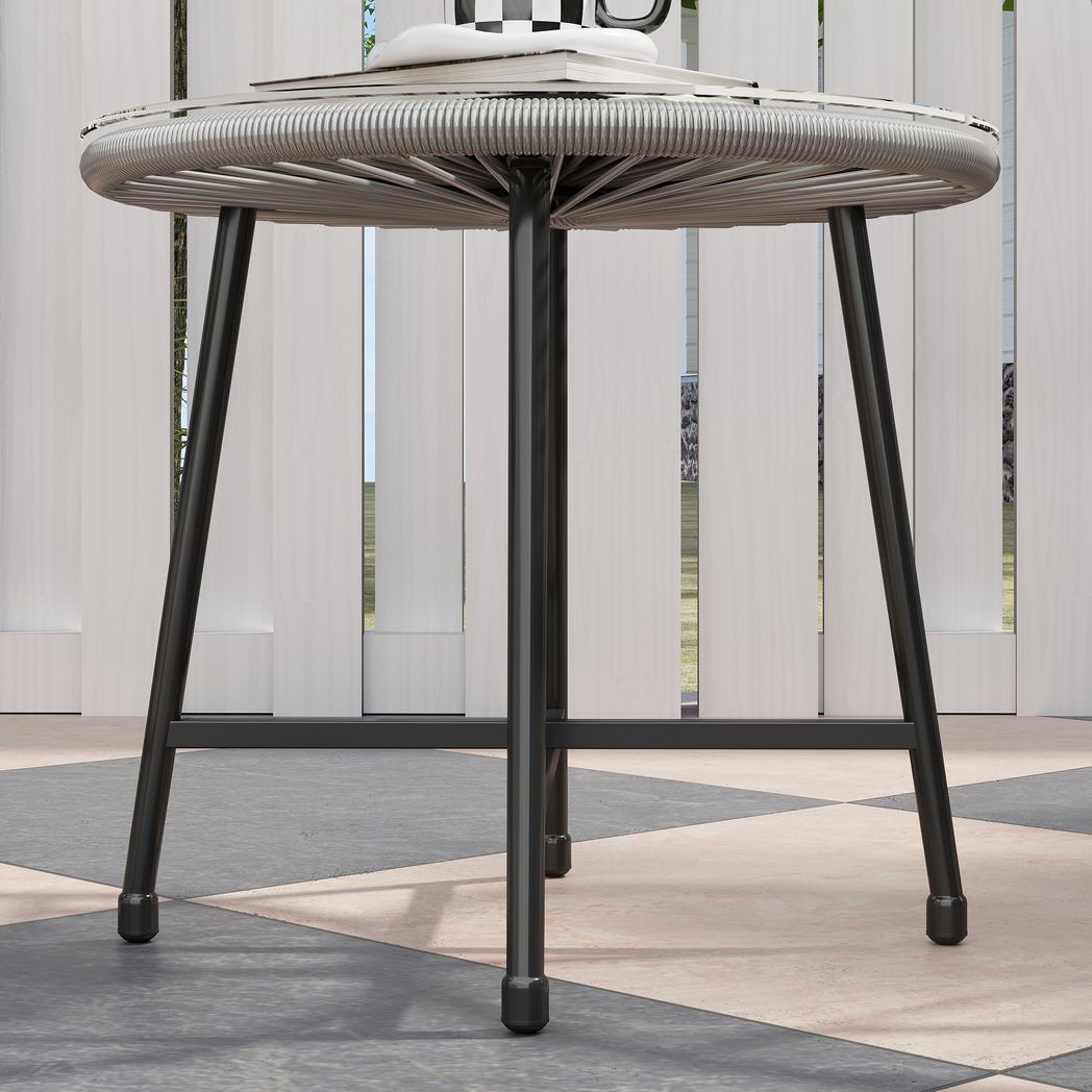 Outsunny Rattan Bistro Set, Cushioned Acapulco Chairs, Glass Table