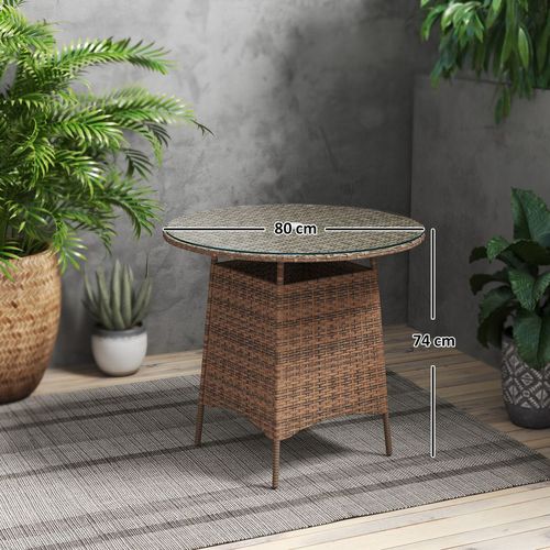 Outsunny Patio Furniture Rattan Garden Table with Umbrella Hole