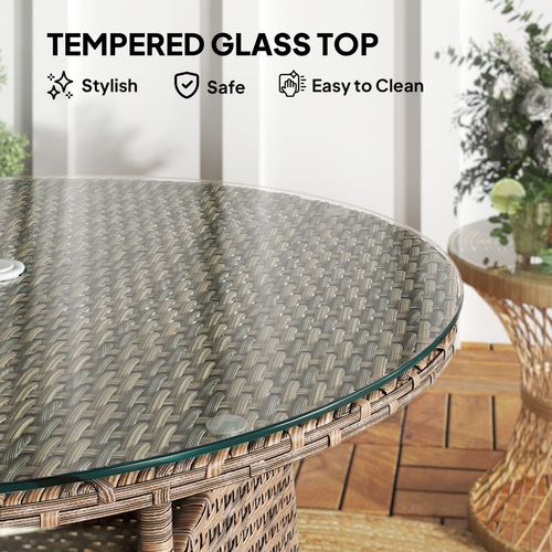 Outsunny Patio Furniture Rattan Garden Table with Umbrella Hole