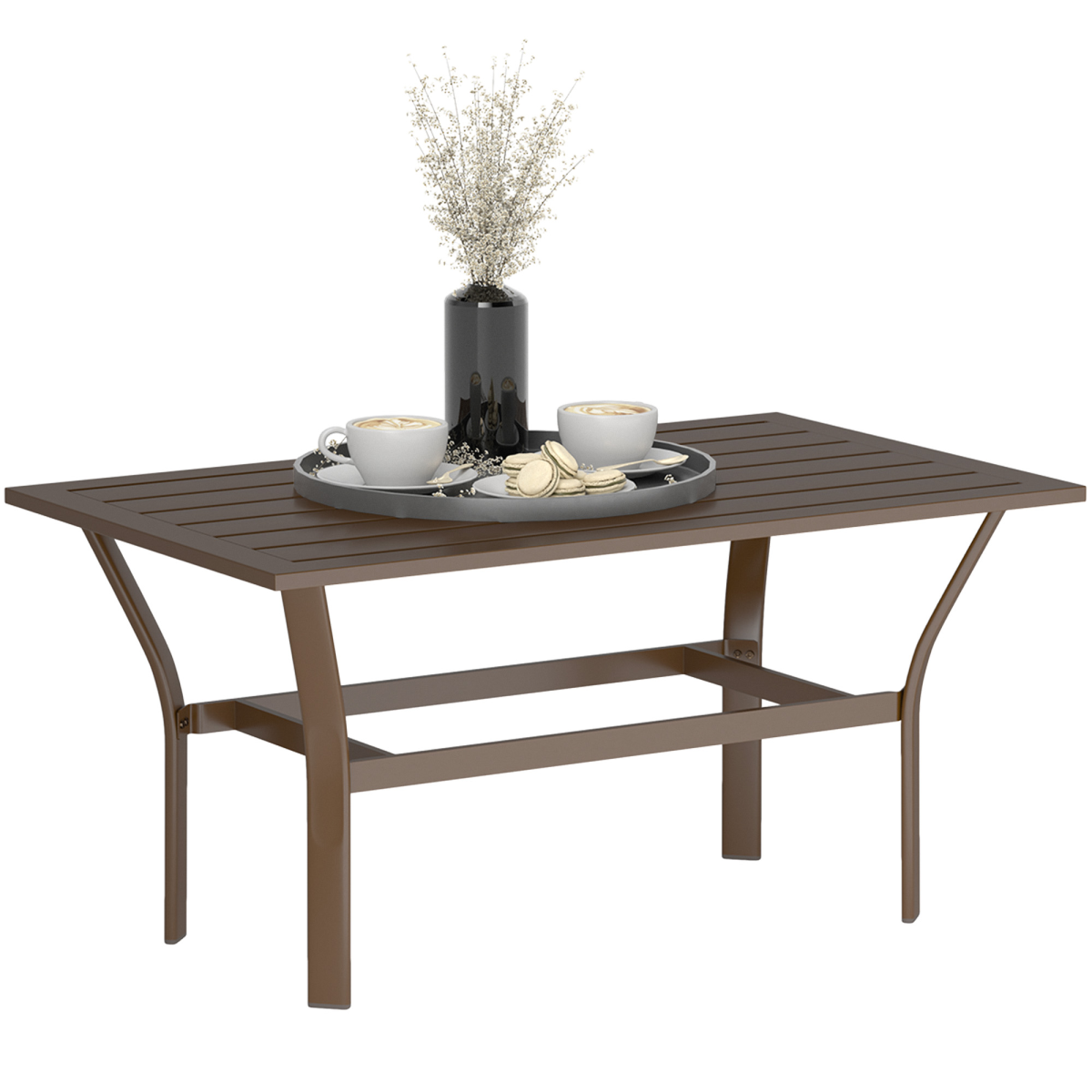Outsunny Metal Garden Coffee Table with Slatted Tabletop